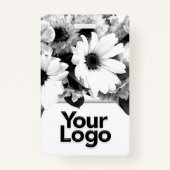 Zwarte en Witte Daisy Flowers Carnan Floral Foto Badge (Achterkant)