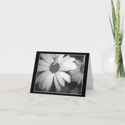 Zwarte en Witte Daisy Kaart (Voorkant)