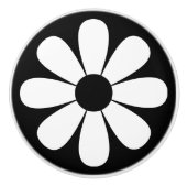 Zwarte en Witte Daisy Keramische Knop (Voorkant)