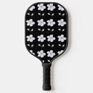 Zwarte en witte daisy pickleball paddle