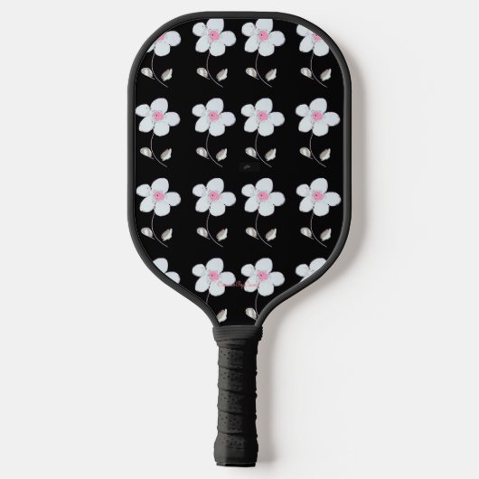 Zwarte en witte daisy pickleball paddle (Achterkant)