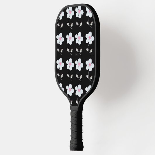 Zwarte en witte daisy pickleball paddle (Links)