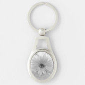 Zwarte en Witte Daisy Sleutelhanger (Voorkant)