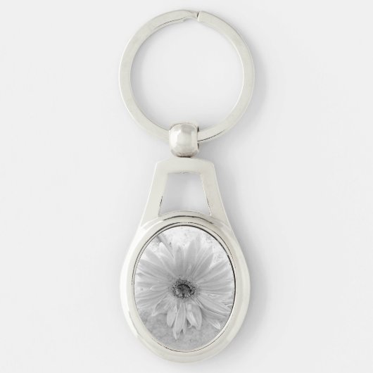Zwarte en Witte Daisy Sleutelhanger (Voorkant)