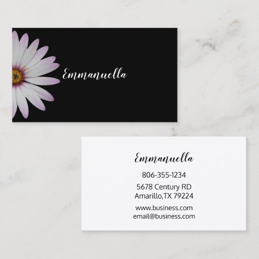 Zwarte en Witte Daisy Visitekaartje (Voorkant / Achterkant)