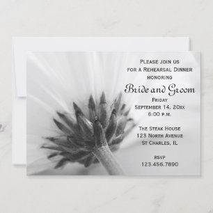 Zwarte en Witte Daisy Wedding Rehearsal Dinner Kaart