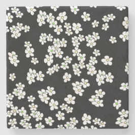 Zwarte en Witte Daisy's op Stone Onderzetter