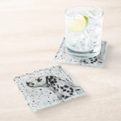 Zwarte en witte dalmatische hond glazen onderzetter (Schuin)