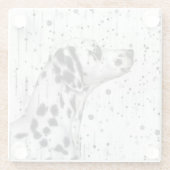 Zwarte en witte dalmatische hond glazen onderzetter (Achterkant)