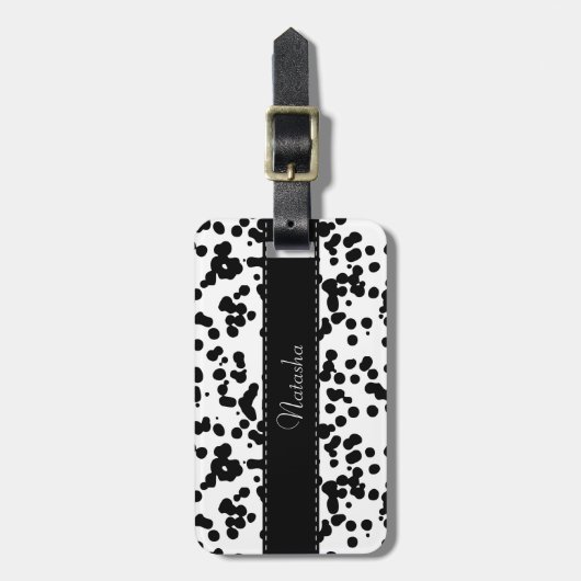 Zwarte en witte Dalmatische Spots Bagagelabel (Voorkant verticaal)