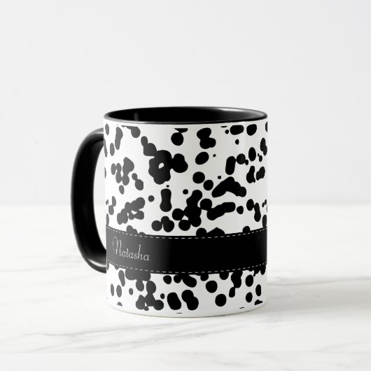 Zwarte en witte Dalmatische Spots Mok (Voorkant links)