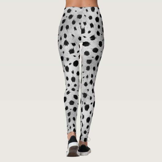 Zwarte en witte Dalmatische Spots Pattern Leggings (Achterkant)