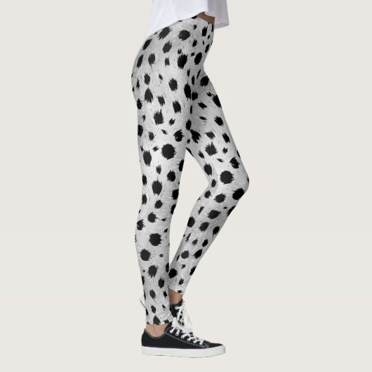 Zwarte en witte Dalmatische Spots Pattern Leggings (Rechts)