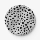Zwarte en witte Dalmatische Spots Pattern Papieren Bordje (Voorkant)