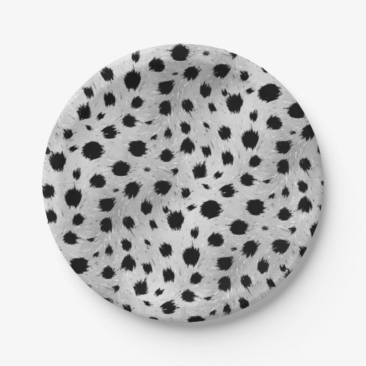 Zwarte en witte Dalmatische Spots Pattern Papieren Bordje (Voorkant)