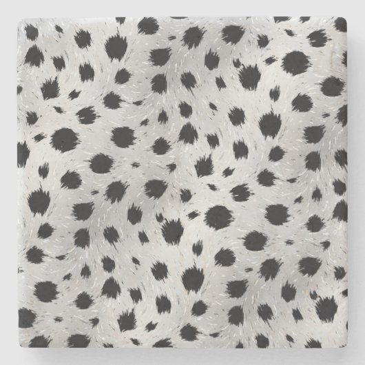 Zwarte en witte Dalmatische Spots Pattern Stenen Onderzetter (Voorkant)