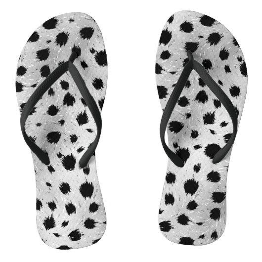 Zwarte en witte Dalmatische Spots Pattern Teenslippers (Voetbed)