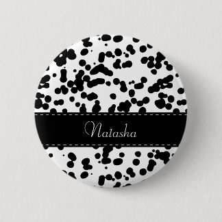 Zwarte en witte Dalmatische Spots Ronde Button 5,7 Cm