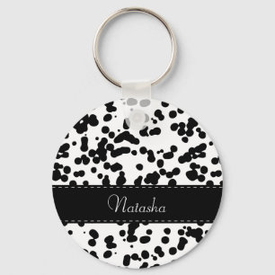 Zwarte en witte Dalmatische Spots Sleutelhanger