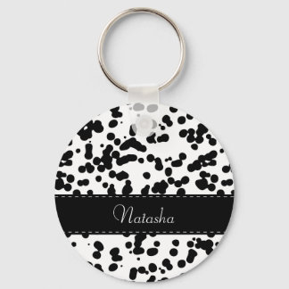 Zwarte en witte Dalmatische Spots Sleutelhanger