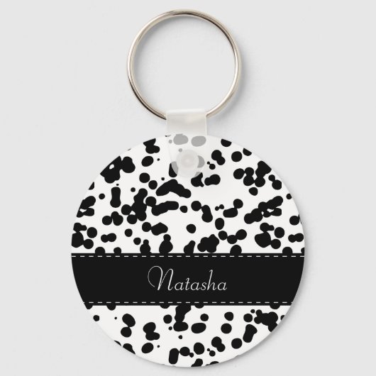 Zwarte en witte Dalmatische Spots Sleutelhanger (Voorkant)