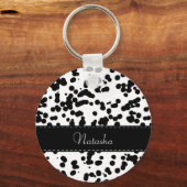 Zwarte en witte Dalmatische Spots Sleutelhanger (Voorkant)