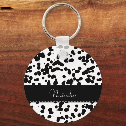 Zwarte en witte Dalmatische Spots Sleutelhanger (Voorkant)
