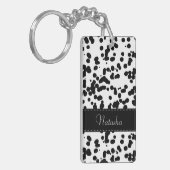 Zwarte en witte Dalmatische Spots Sleutelhanger (Voorkant Links)