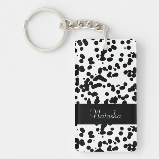 Zwarte en witte Dalmatische Spots Sleutelhanger (Voorkant)