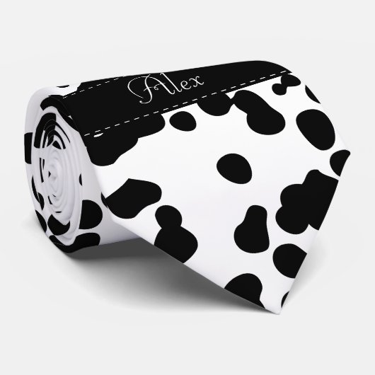 Zwarte en witte Dalmatische Spots Stropdas (Opgerold)