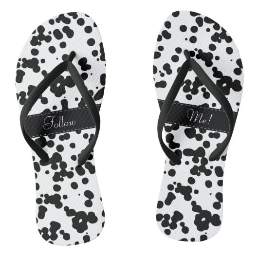 Zwarte en witte Dalmatische Spots Teenslippers (Voetbed)
