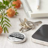 Zwarte en witte Damask Bridesmaid Sleutelhanger (Zijkant)