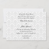 " zwarte en witte " damask bruiloft nodigt uit kaart (Achterkant)