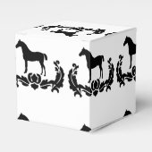 Zwarte en witte Damask Horse Bedankdoosjes (Voorkant Zijde)