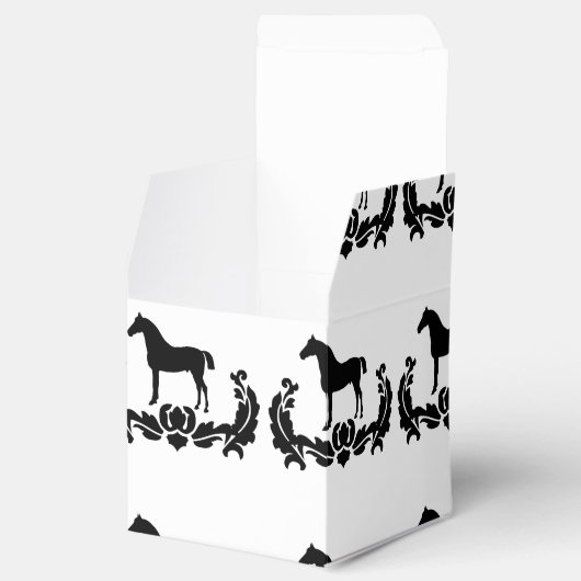 Zwarte en witte Damask Horse Bedankdoosjes (Geopend)