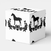 Zwarte en witte Damask Horse Bedankdoosjes (Achterkant)