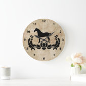 Zwarte en witte Damask Horse Grote Klok (Huis)