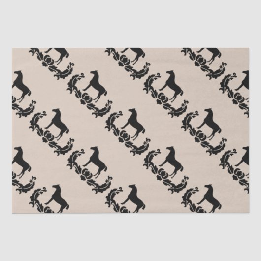 Zwarte en witte Damask Horse Tissuepapier (Voorkant)