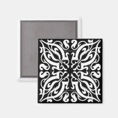 ZWARTE EN WITTE Damask Magneet (Voorkant / Achterkant)