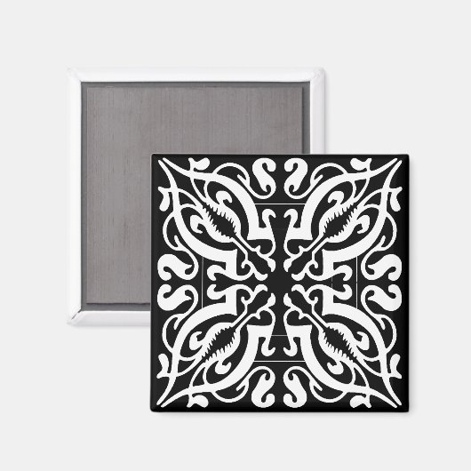 ZWARTE EN WITTE Damask Magneet (Voorkant / Achterkant)