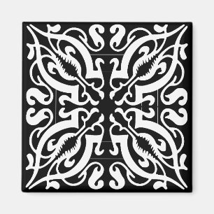 ZWARTE EN WITTE Damask Magneet