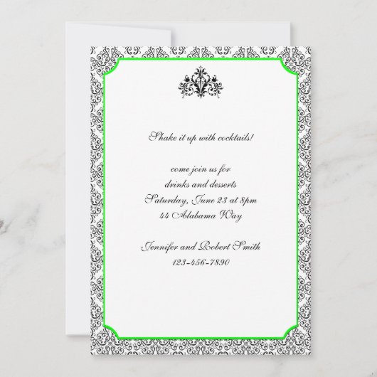 Zwarte en Witte Damask met uitnodiging van de Limo (Voorkant)