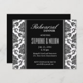 Zwarte en witte Damask-repetitie Dinner Kaart (Voorkant / Achterkant)