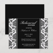 Zwarte en witte Damask-repetitie Dinner Kaart (Voorkant / Achterkant)