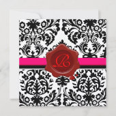 ZWARTE EN WITTE DAMASK, RODE WAX SEAL MONOGRAM Gol Kaart (Voorkant)