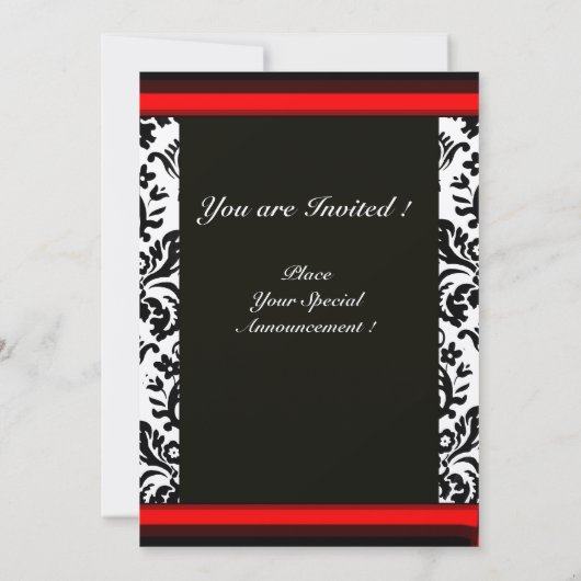 ZWARTE EN WITTE DAMASK, RODE WAX SEAL MONOGRAM GOL KAART (Achterkant)