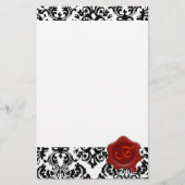 ZWARTE EN WITTE DAMASK, RODE WAXSEAL MONOGRAM BRIEFPAPIER (Voorkant)