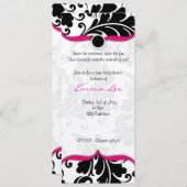 Zwarte en witte Damask Twin babydouche met roze Kaart (Voorkant / Achterkant)