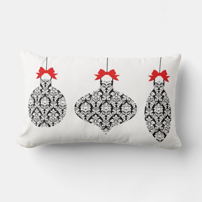 Zwarte en witte Damask-versieringen kerstkussen Kussen (Voorkant)