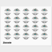 ZWARTE EN WITTE DAMASKMONOGRAM blauw saffier Ronde Sticker (Vel)